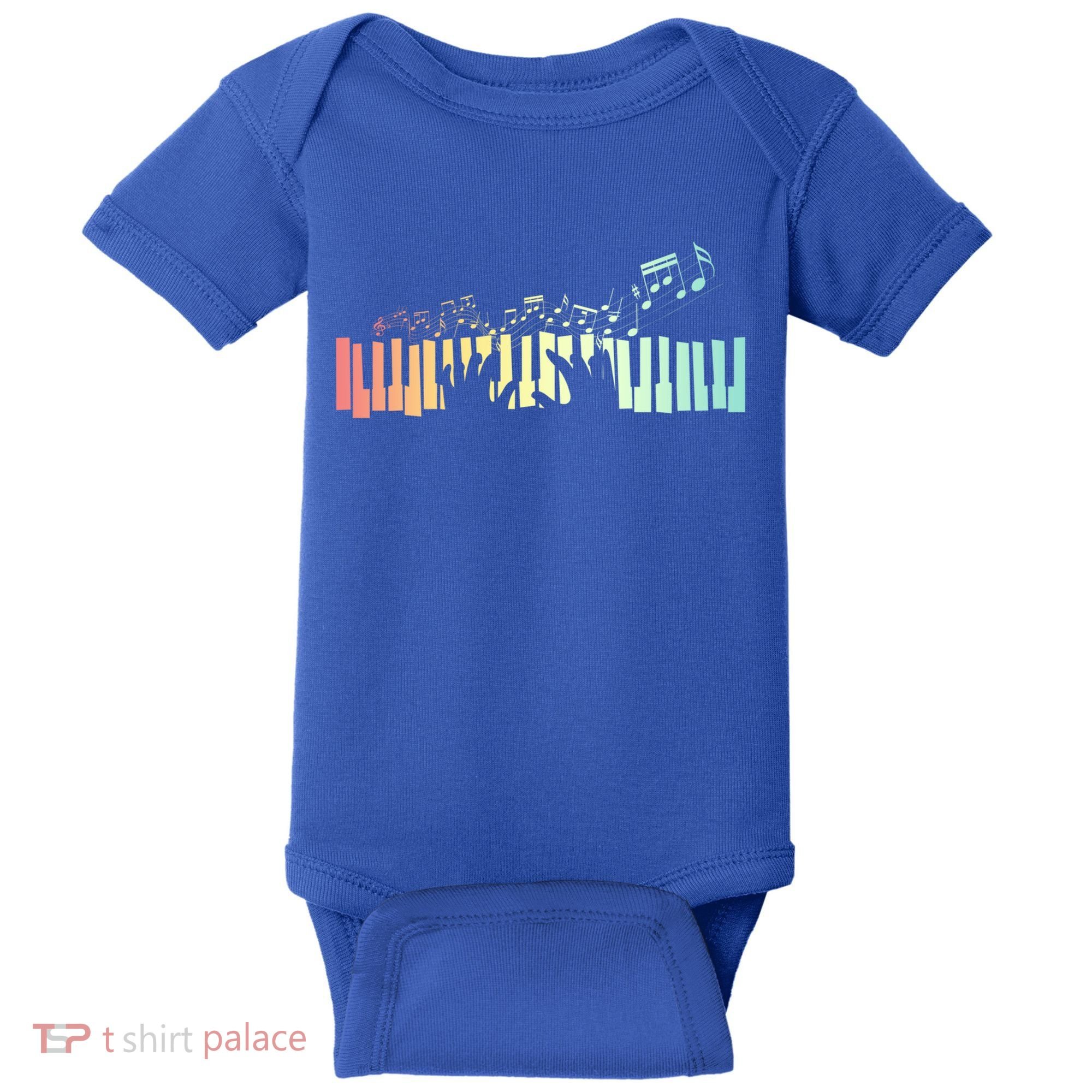 Pianist Gift Idea Keyboards Music Notes Piano Gift Baby Bodysuit