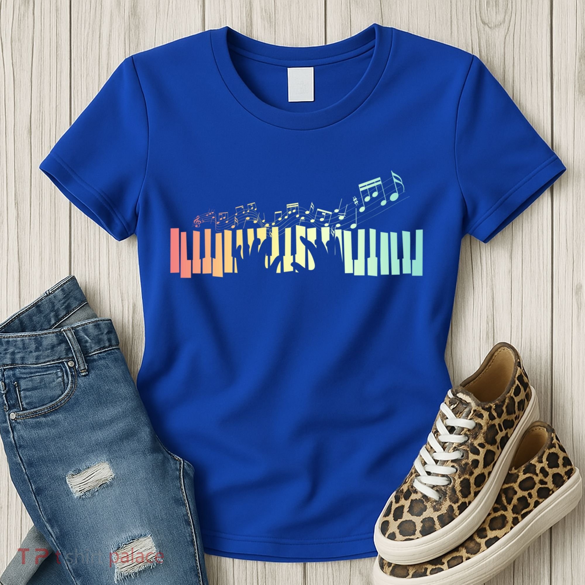 Pianist Gift Idea Keyboards Music Notes Piano Gift Women's T-Shirt