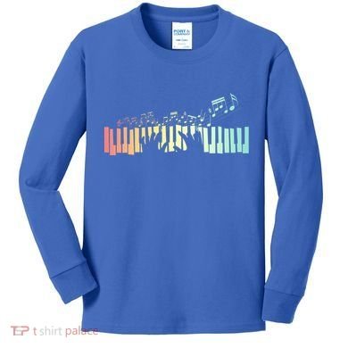 Pianist Gift Idea Keyboards Music Notes Piano Gift Kids Long Sleeve Shirt