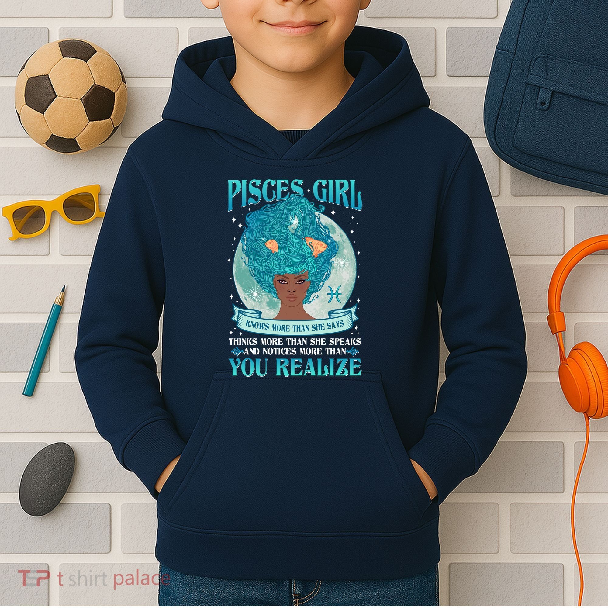 Pisces Girl Knows More Than She Says Kids Hoodie