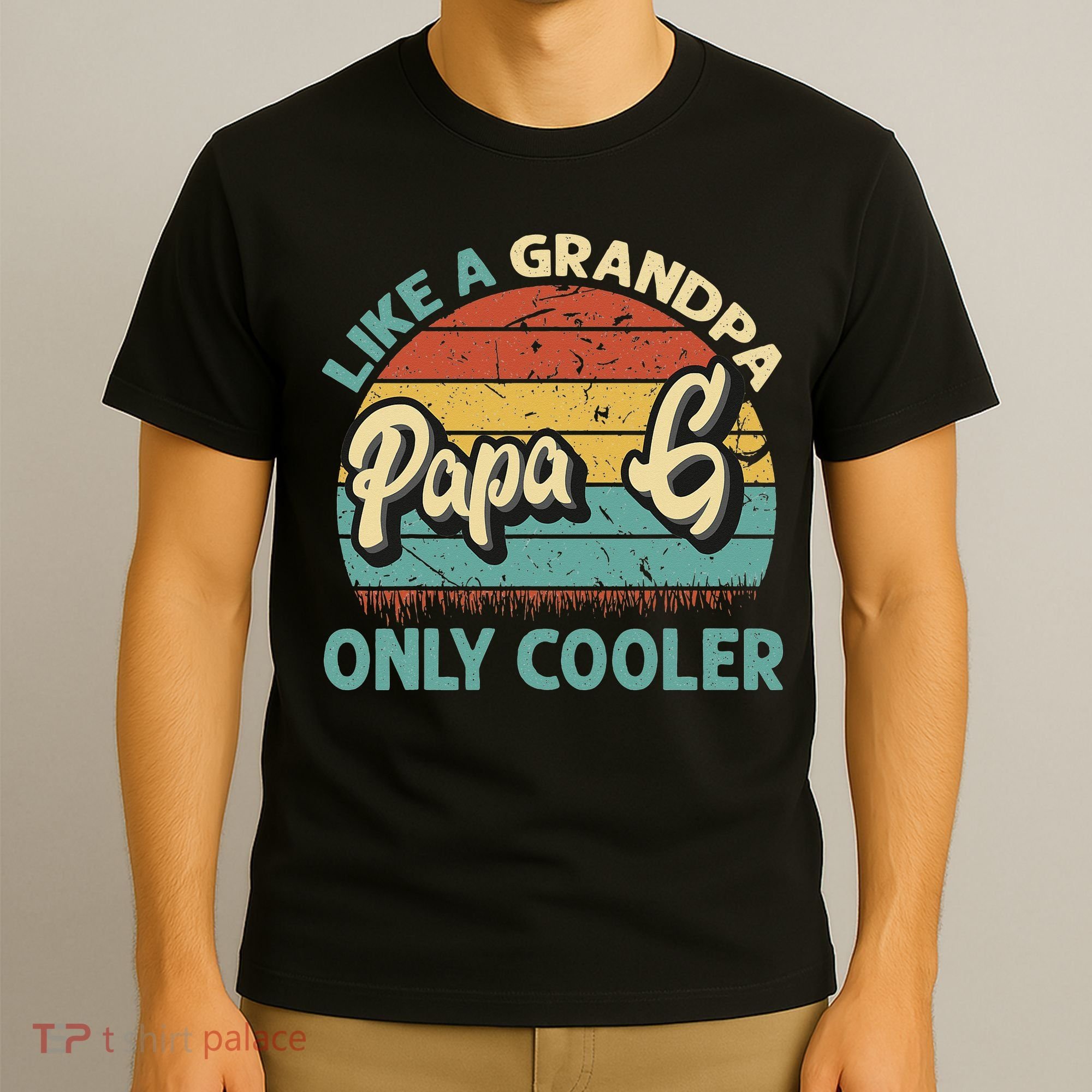 Papa G Like A Grandpa Only Cooler Vintage Dad Fathers Day T-Shirt