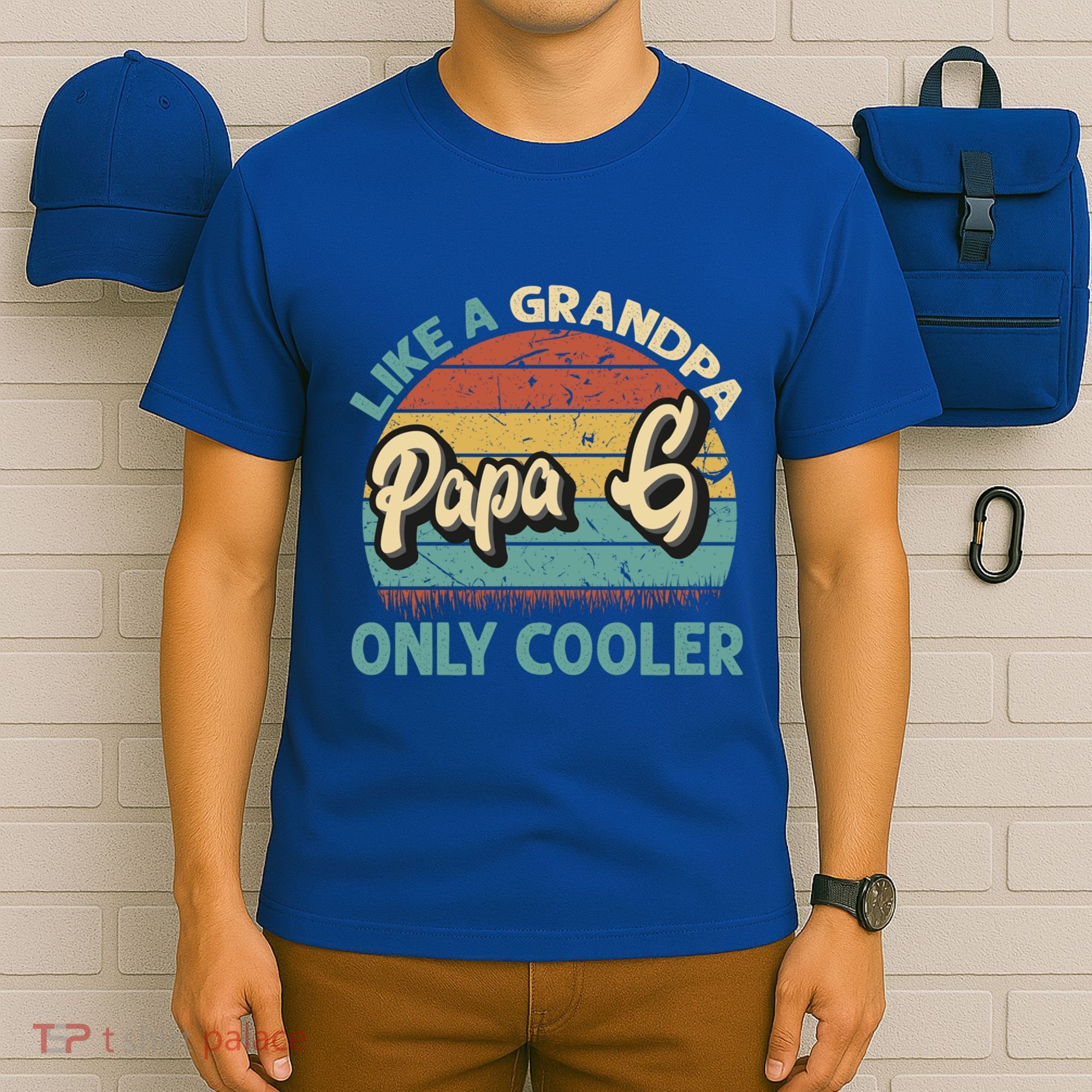 Papa G Like A Grandpa Only Cooler Vintage Dad Fathers Day Cute Gift T-Shirt