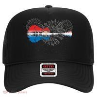 Patriotic Guitar Lake Reflections Night Sky 4th Of July Hat thumb 0