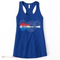 Patriotic Guitar Lake Reflections Night Sky 4th Of July Women's Tank Top thumb 0