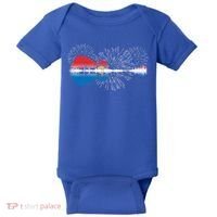 Patriotic Guitar Lake Reflections Night Sky 4th Of July Baby Bodysuit thumb 0