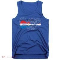 Patriotic Guitar Lake Reflections Night Sky 4th Of July Tank Top thumb 0