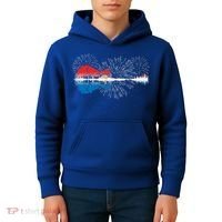 Patriotic Guitar Lake Reflections Night Sky 4th Of July Kids Hoodie thumb 4
