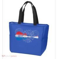 Patriotic Guitar Lake Reflections Night Sky 4th Of July Tote Bag thumb 3