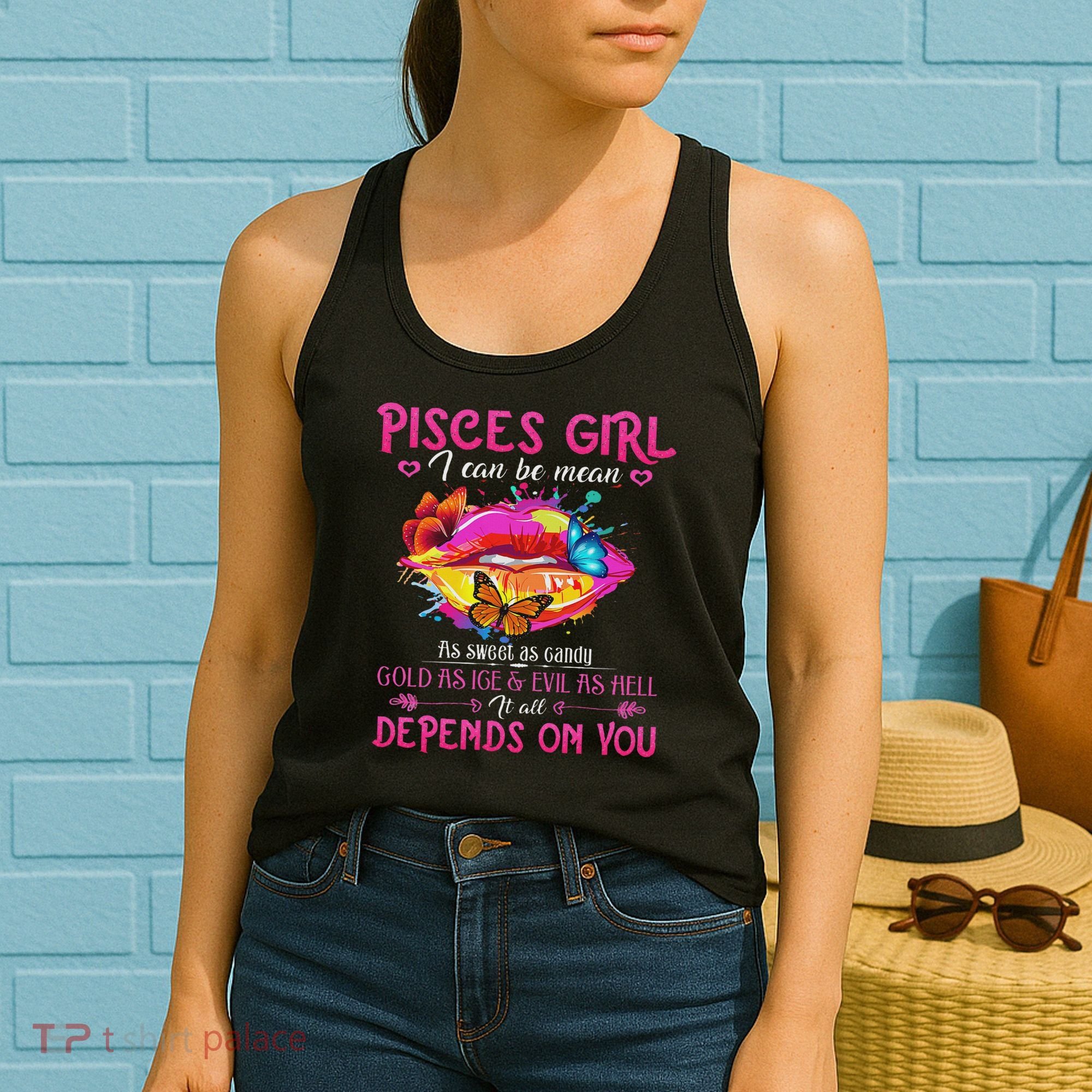 Pisces Girl Lips February March Queen Birthday Zodiac Women's Tank Top