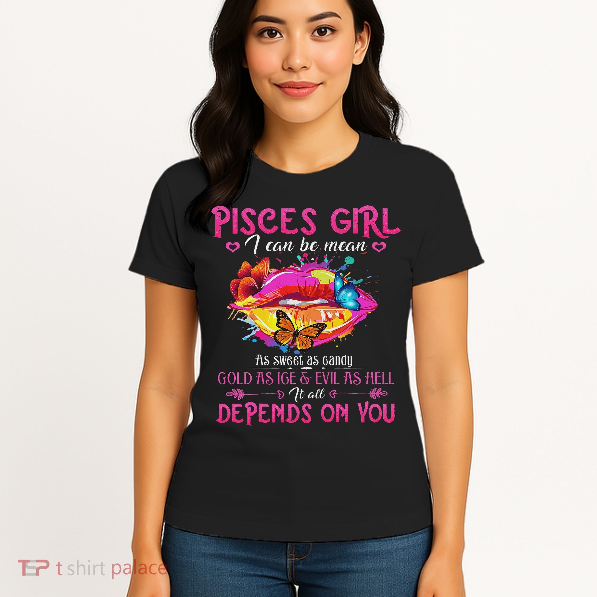 Pisces Girl Lips February March Queen Birthday Zodiac Women's T-Shirt