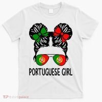 Portuguese Girl Messy Hair Portugal Pride T-Shirt thumb 0