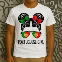 Portuguese Girl Messy Hair Portugal Pride T-Shirt thumb 3