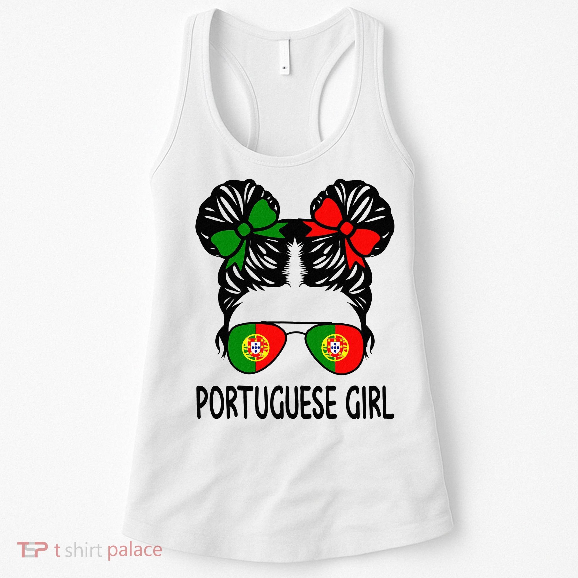 Portuguese Girl Messy Hair Portugal Pride Women's Tank Top