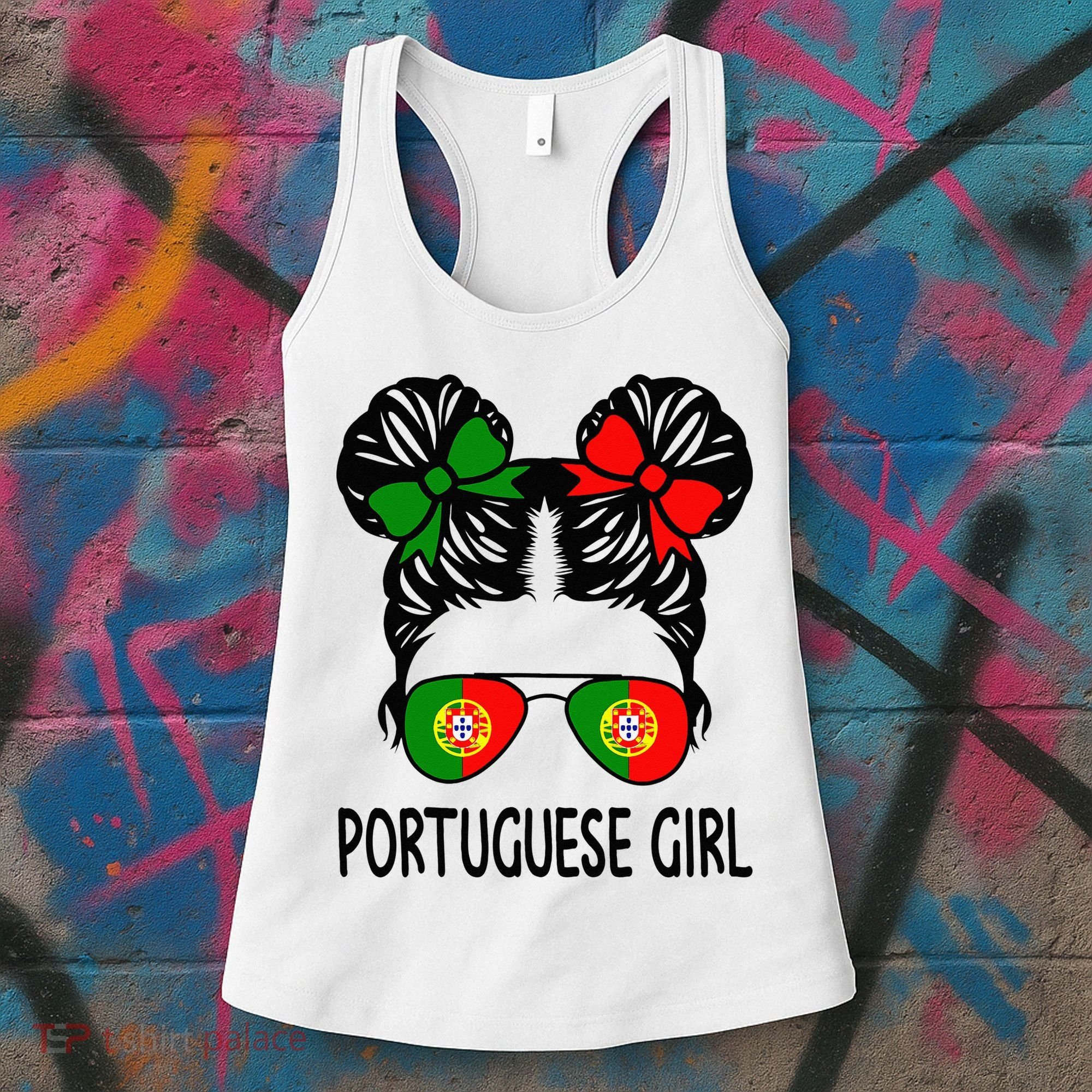 Portuguese Girl Messy Hair Portugal Pride Women's Tank Top