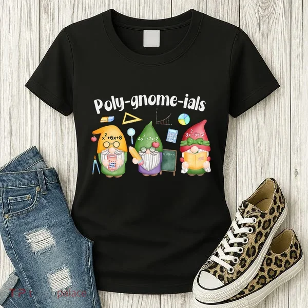 Polygnomeials Gnomes Math Algebra Teacher Back To School Women's T-Shirt