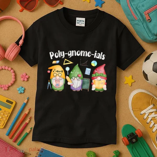Polygnomeials Gnomes Math Algebra Teacher Back To School Kids T-Shirt
