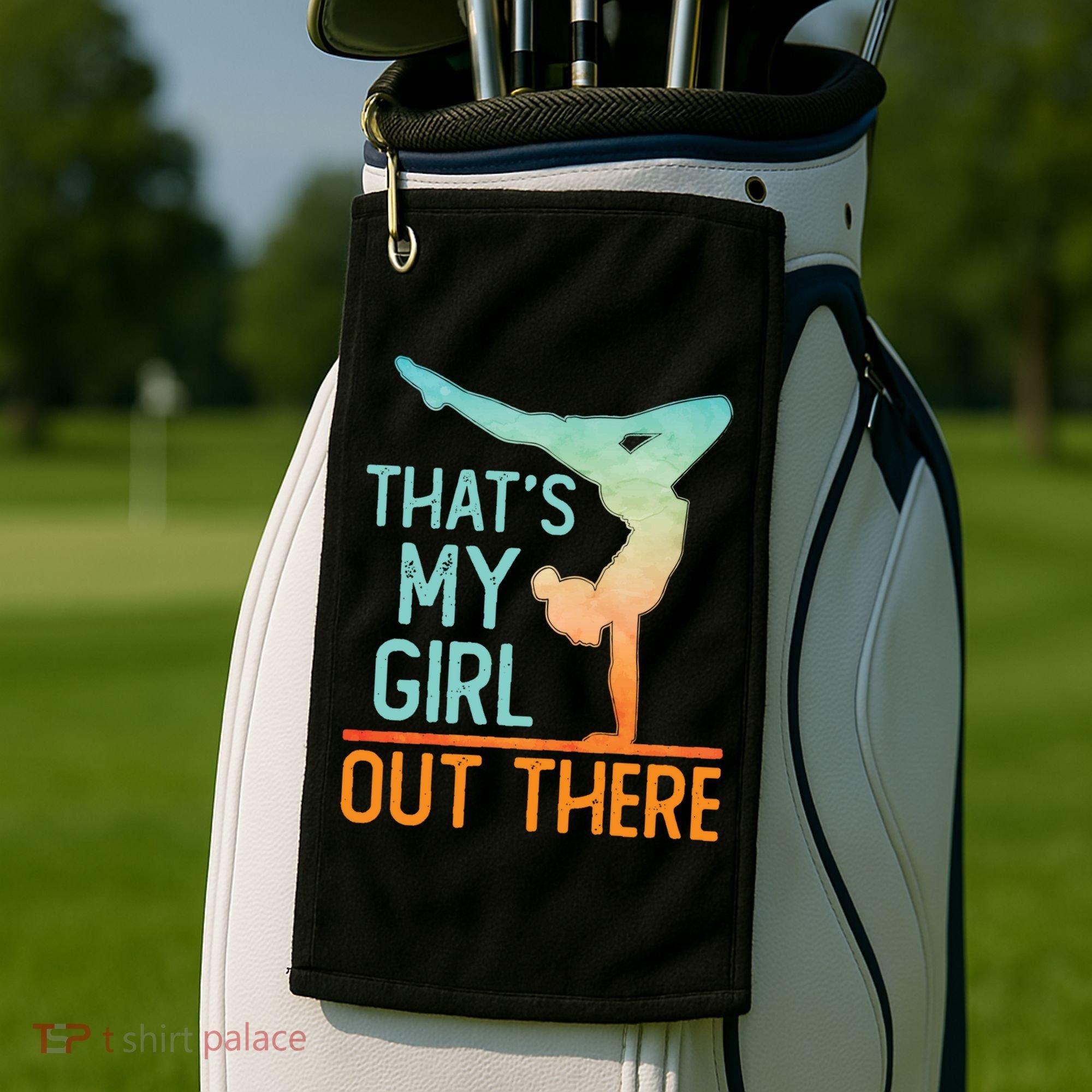 Proud Gymnastics Mom Dad That's My Out There Gymnast Cute Gift Golf Towel