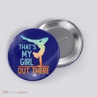Proud Gymnastics Mom Dad That's My Out There Gymnast Cute Gift Button thumb 0