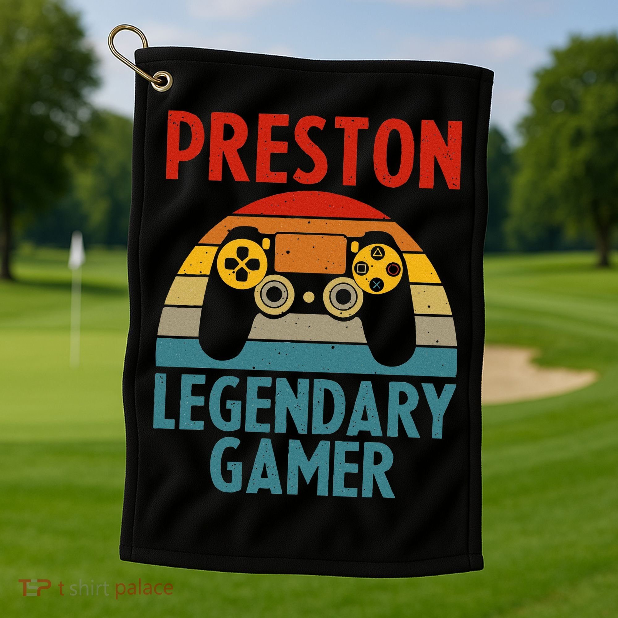 PRESTON Gift Name Personalized Funny Gaming Geek Birthday Golf Towel