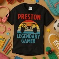 PRESTON Gift Name Personalized Funny Gaming Geek Birthday Kids T-Shirt thumb 3