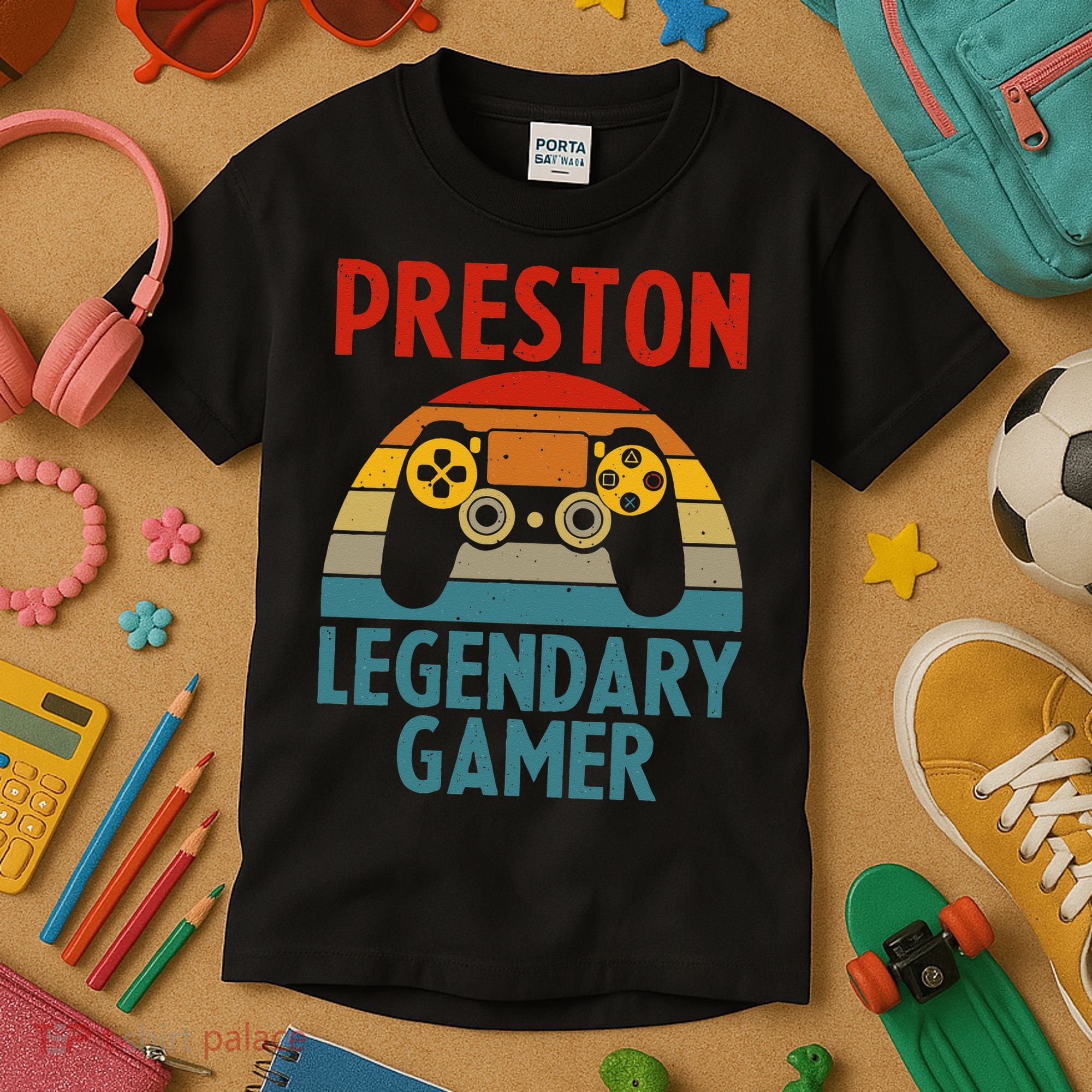 PRESTON Gift Name Personalized Funny Gaming Geek Birthday Kids T-Shirt