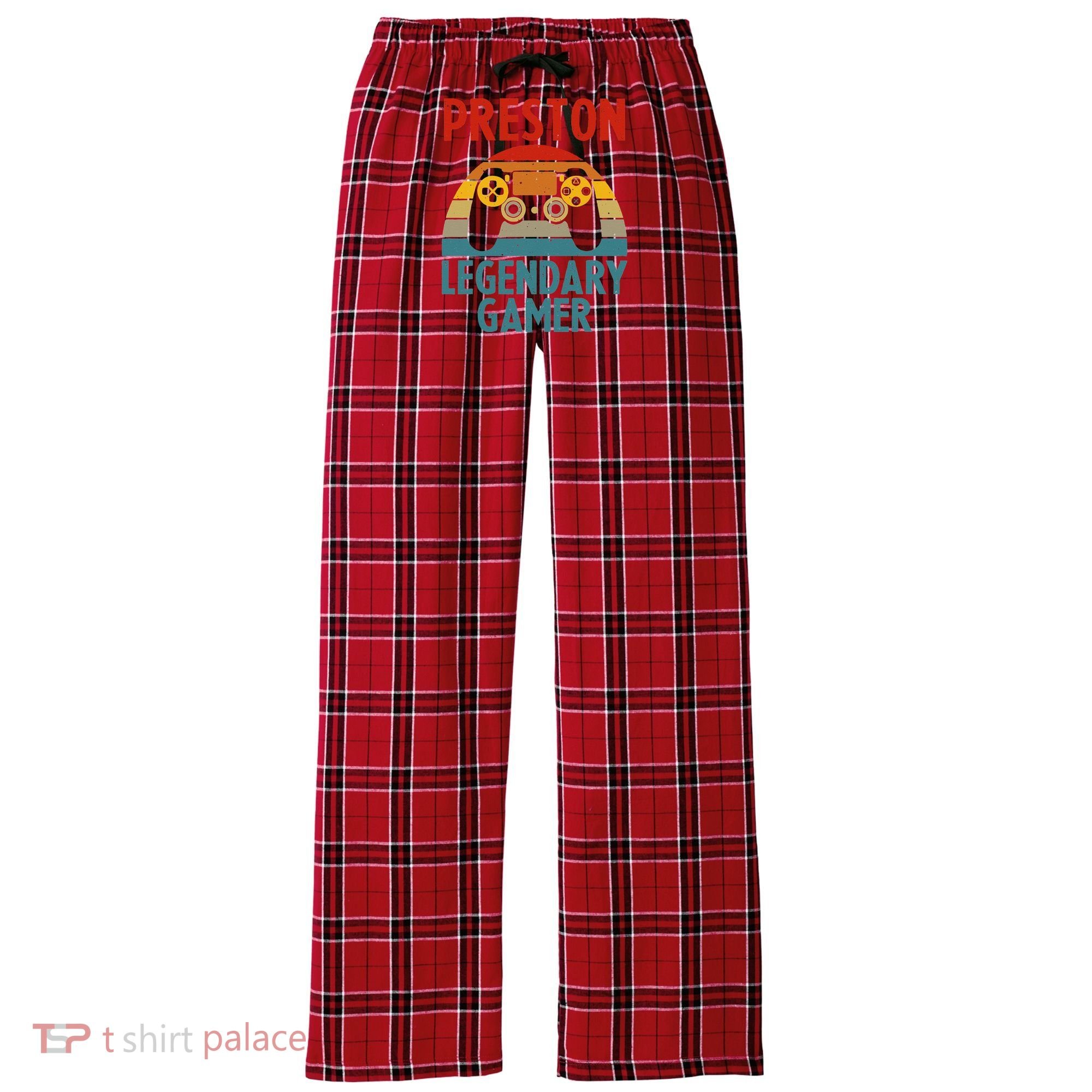 PRESTON Gift Name Personalized Funny Gaming Geek Birthday Women's Flannel Plaid Pajama Pants