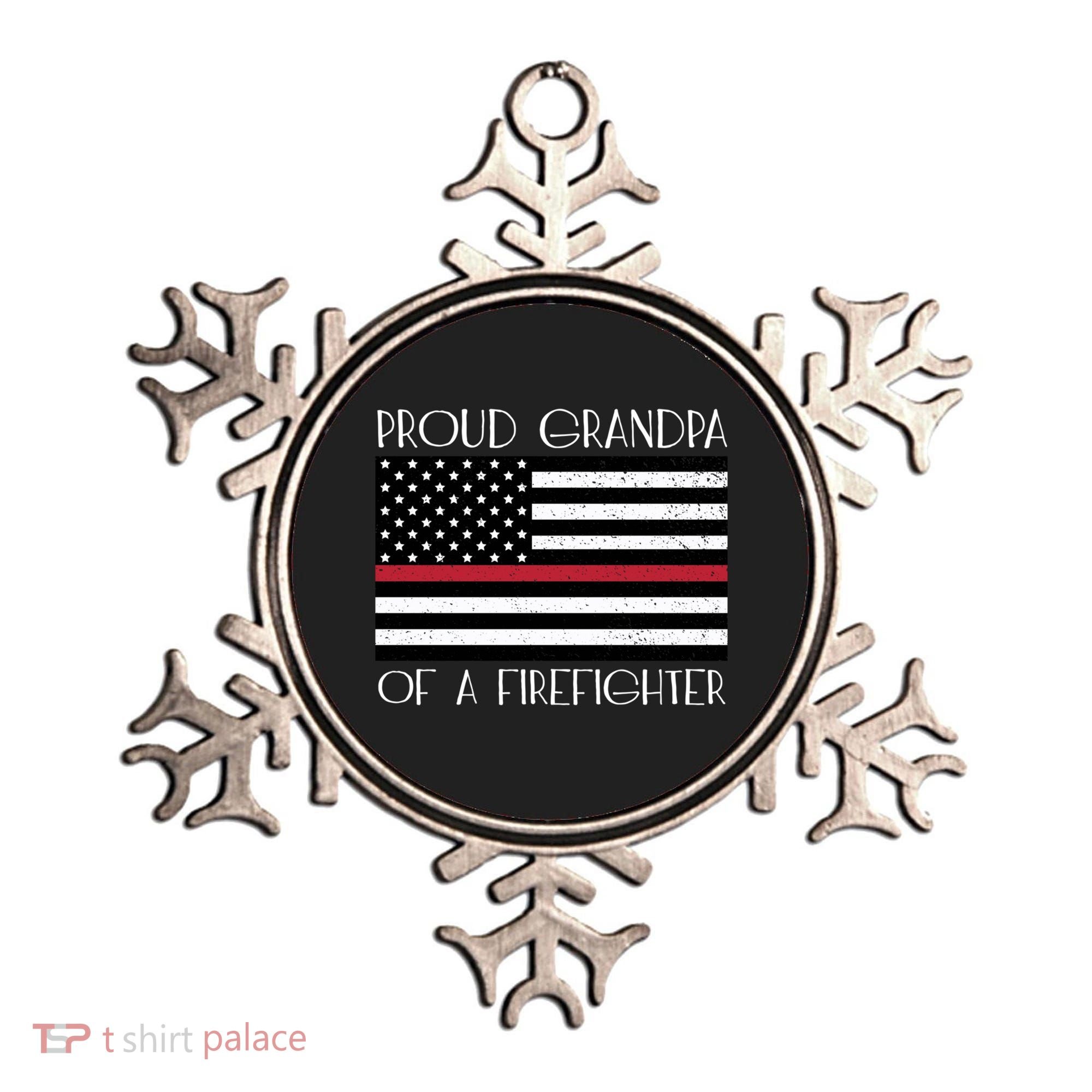 Proud Grandpa Of A Firefighter Thin Red Line American Flag Cute Gift Ornament