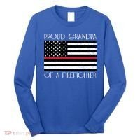 Proud Grandpa Of A Firefighter Thin Red Line American Flag Cute Gift Long Sleeve Shirt thumb 0