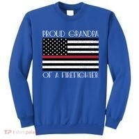 Proud Grandpa Of A Firefighter Thin Red Line American Flag Cute Gift Sweatshirt thumb 0
