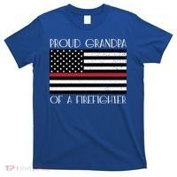 Proud Grandpa Of A Firefighter Thin Red Line American Flag Cute Gift T-Shirt thumb 0