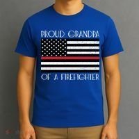 Proud Grandpa Of A Firefighter Thin Red Line American Flag Cute Gift T-Shirt thumb 3
