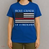 Proud Grandpa Of A Firefighter Thin Red Line American Flag Cute Gift T-Shirt thumb 4