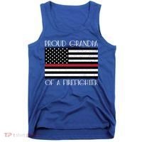 Proud Grandpa Of A Firefighter Thin Red Line American Flag Cute Gift Tank Top thumb 0