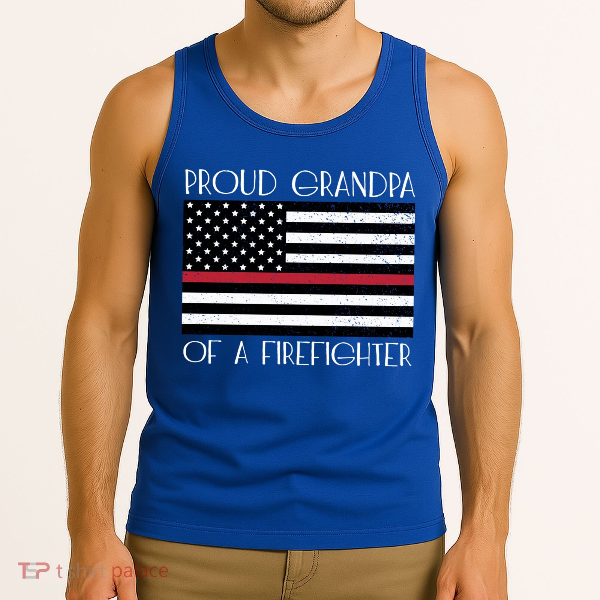Proud Grandpa Of A Firefighter Thin Red Line American Flag Cute Gift Tank Top