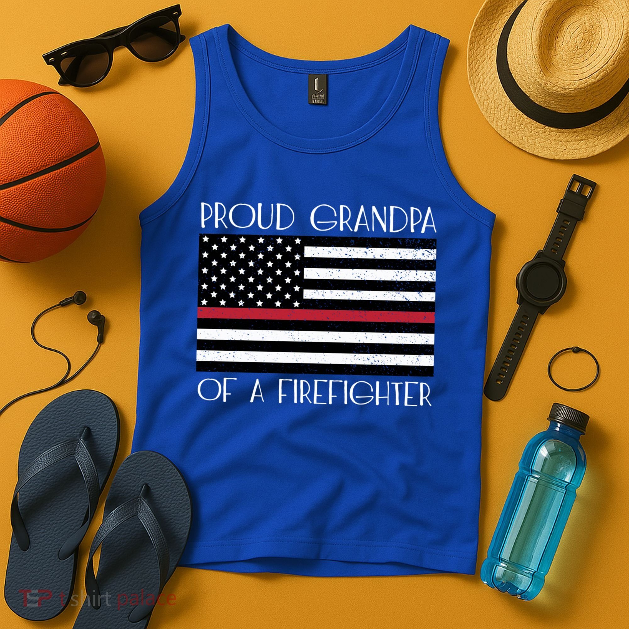 Proud Grandpa Of A Firefighter Thin Red Line American Flag Cute Gift Tank Top