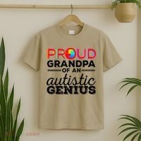 Proud Grandpa Of An Autistic Genius Autism Awareness T-Shirt thumb 2