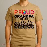 Proud Grandpa Of An Autistic Genius Autism Awareness T-Shirt thumb 3