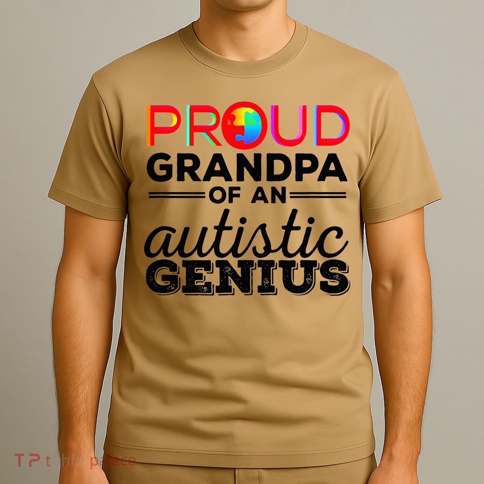 Proud Grandpa Of An Autistic Genius Autism Awareness T-Shirt