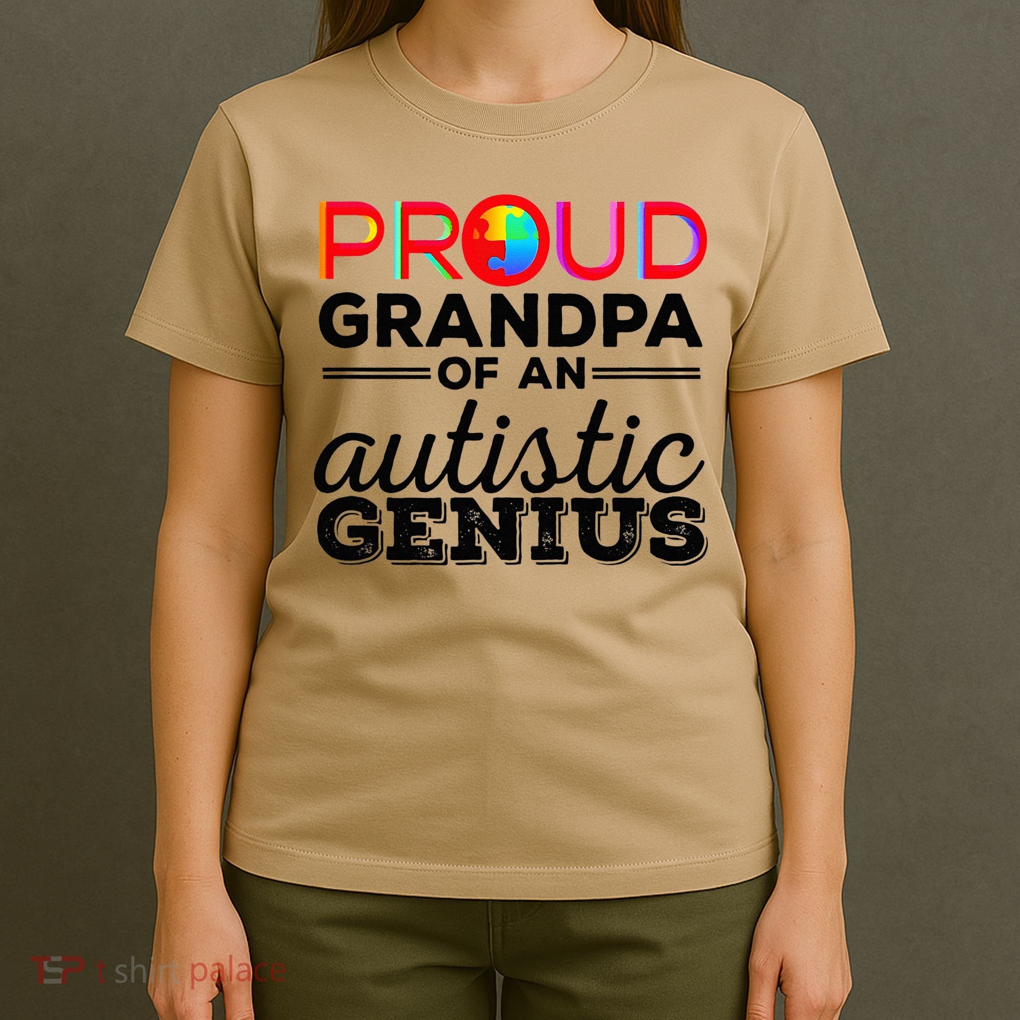 Proud Grandpa Of An Autistic Genius Autism Awareness T-Shirt