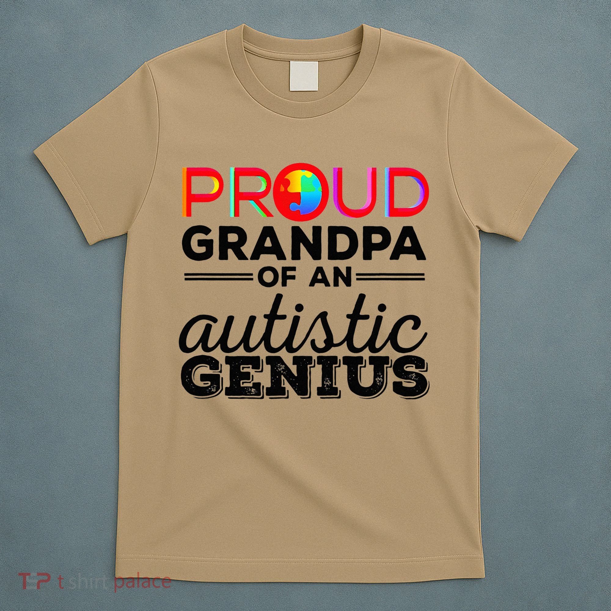 Proud Grandpa Of An Autistic Genius Autism Awareness T-Shirt