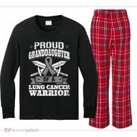 Proud Granddaughter Of A Lung Cancer Warrior Carcinoma Kids Long Sleeve Plaid Pajama Set thumb 0