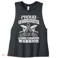 Proud Granddaughter Of A Lung Cancer Warrior Carcinoma Women's Racerback Cropped Tank thumb 0