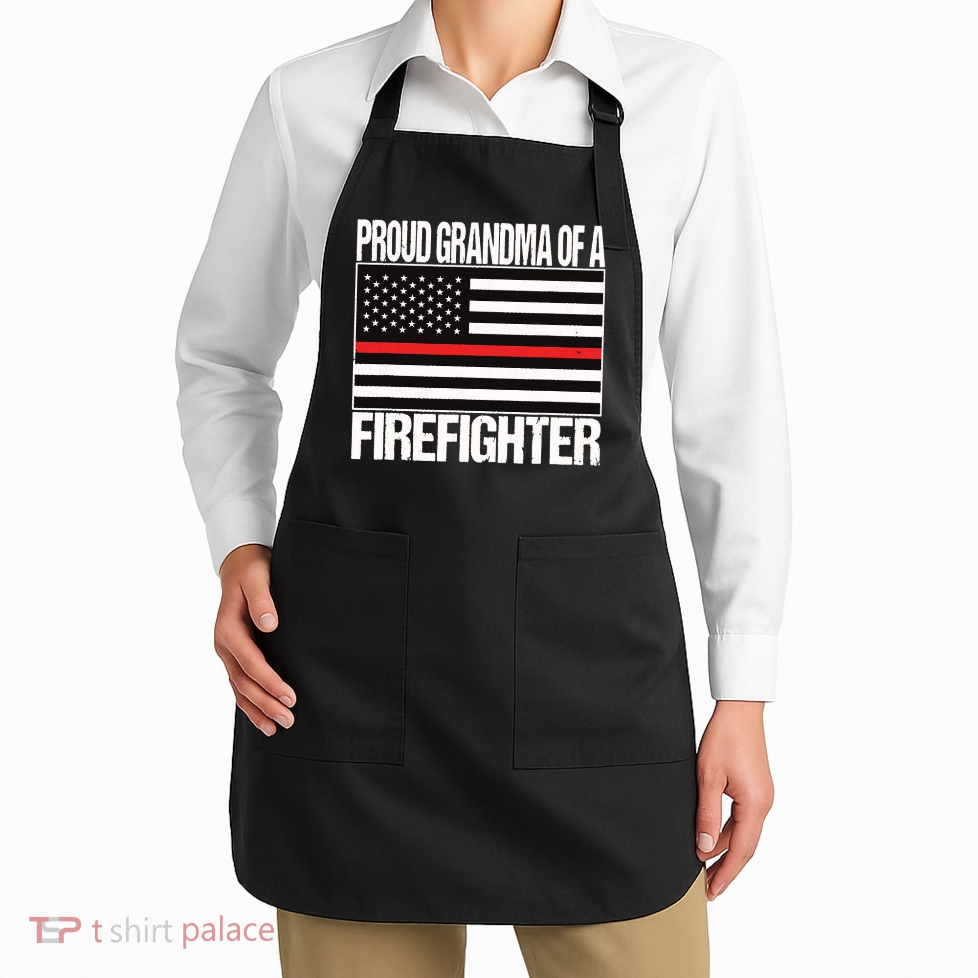 Proud Grandma Of A Firefighter Shirt Fireman Apron