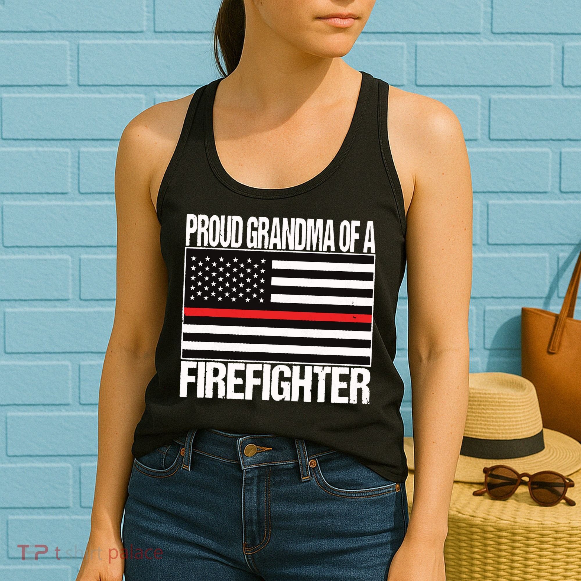 Proud Grandma Of A Firefighter Shirt Fireman Women's Tank Top