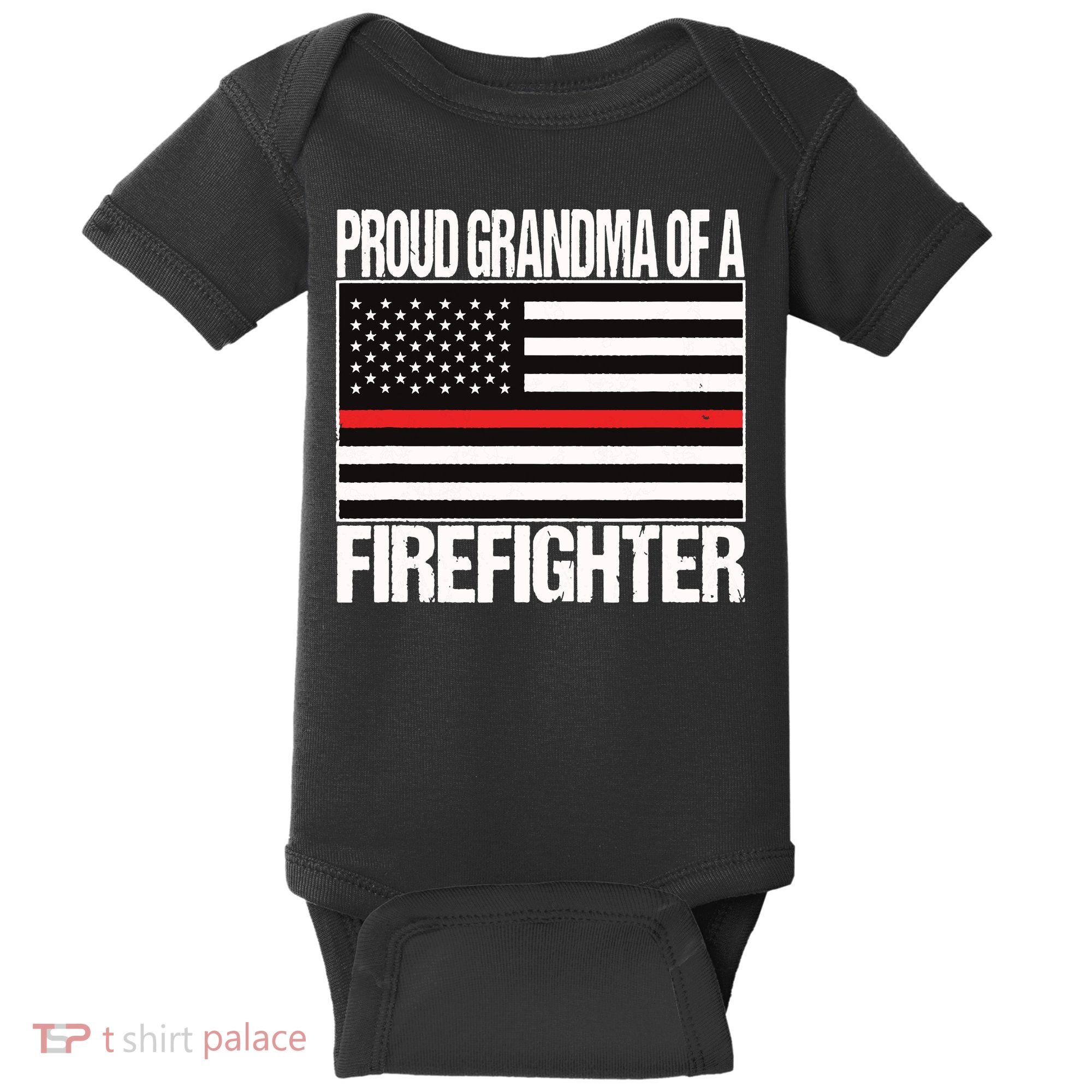 Proud Grandma Of A Firefighter Shirt Fireman Baby Bodysuit