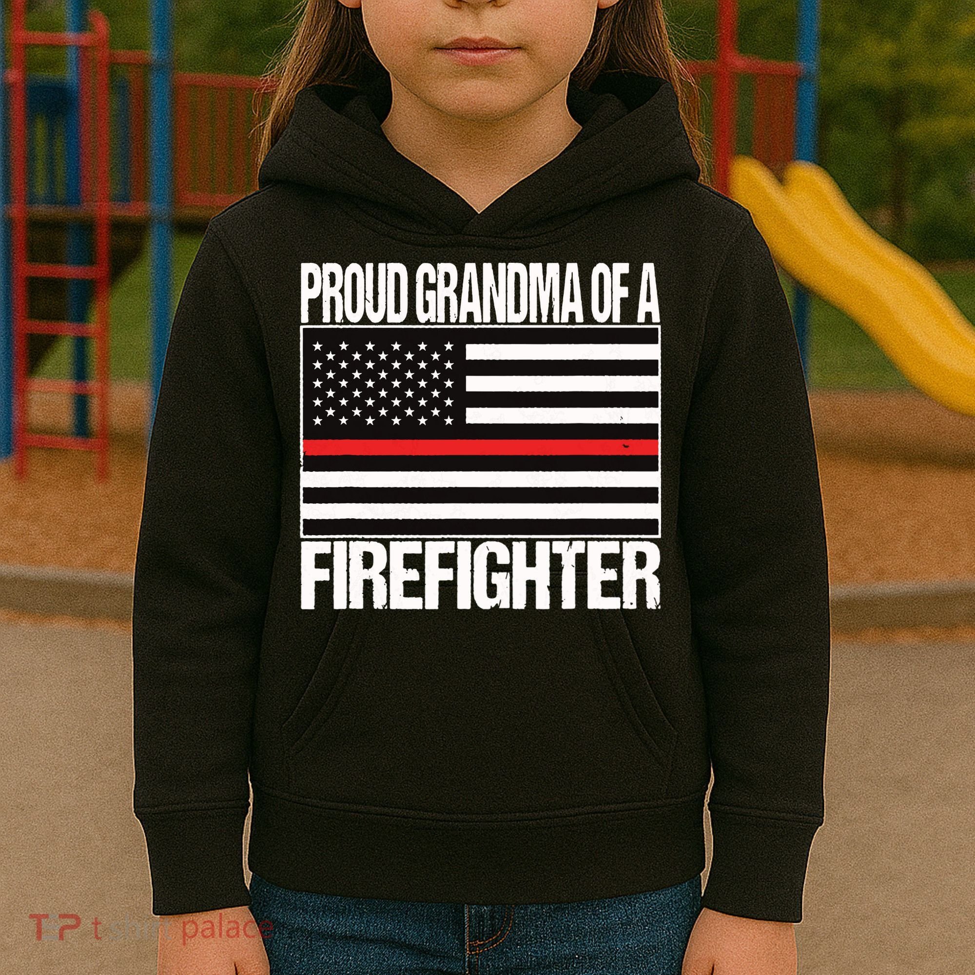 Proud Grandma Of A Firefighter Shirt Fireman Kids Hoodie