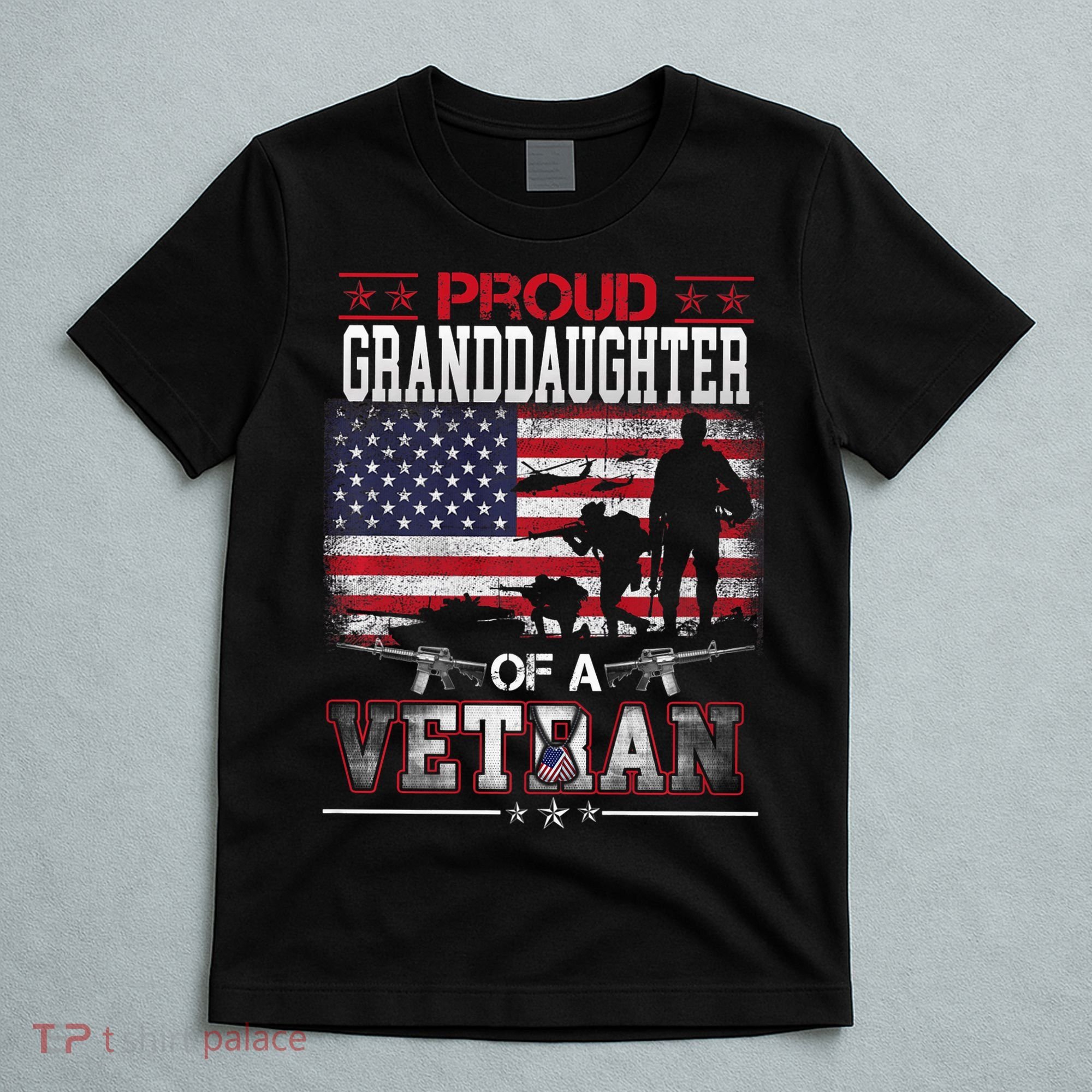 Proud Granddaughter Of A Veteran Flag Military Veterans Day T-Shirt
