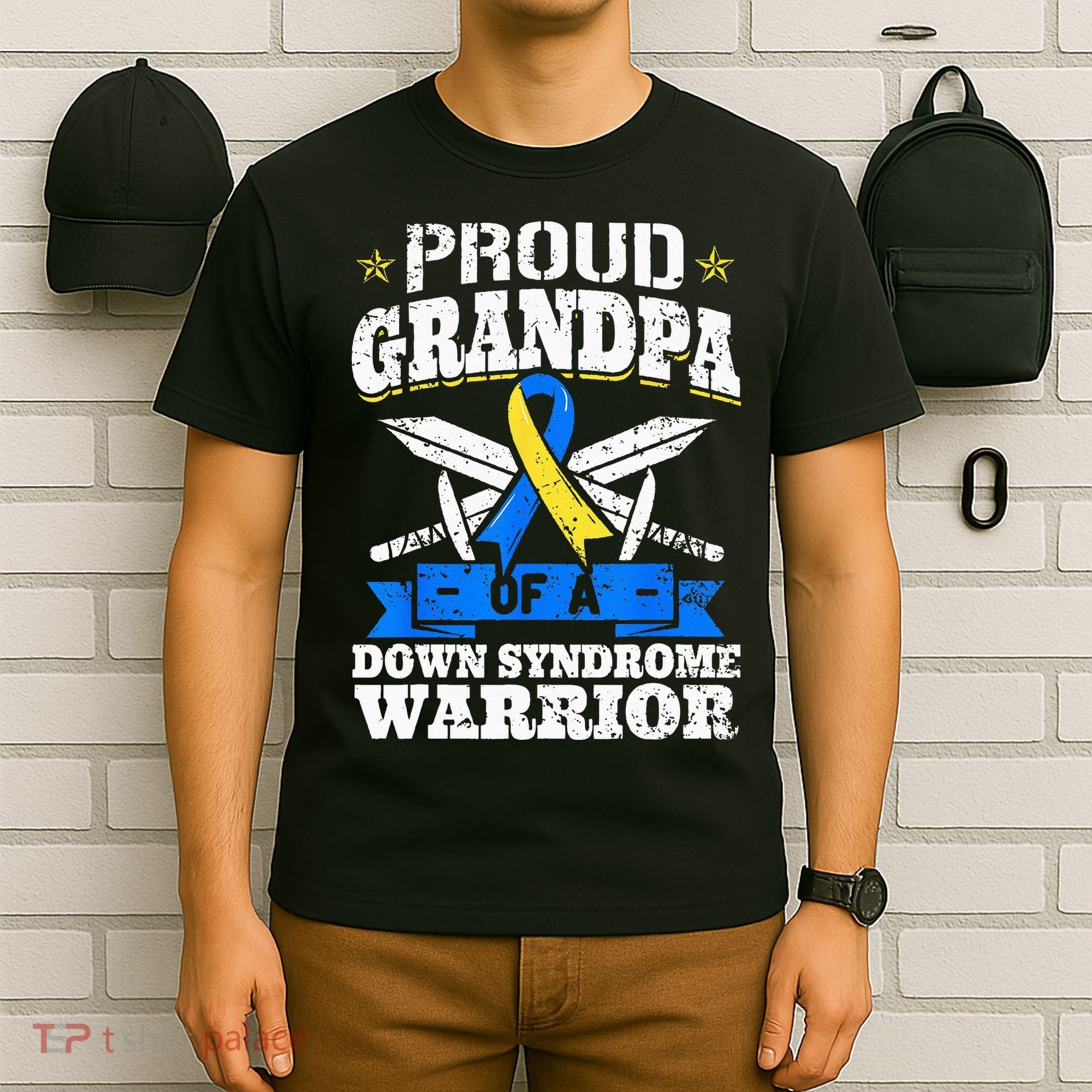 Proud Grandpa Of A Down Syndrome Warrior Downs Granddad T-Shirt