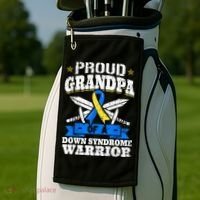Proud Grandpa Of A Down Syndrome Warrior Downs Granddad Golf Towel thumb 2