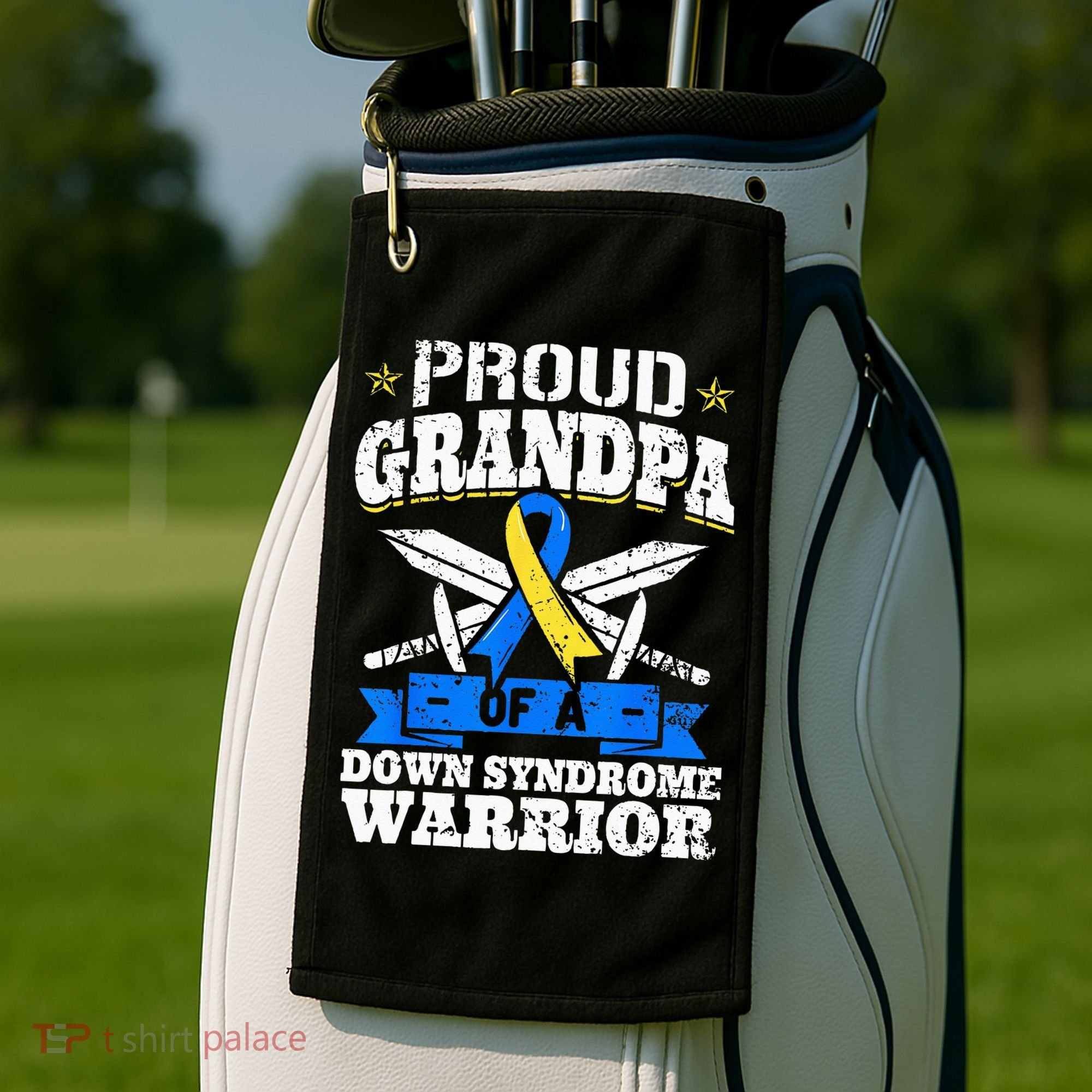 Proud Grandpa Of A Down Syndrome Warrior Downs Granddad Golf Towel